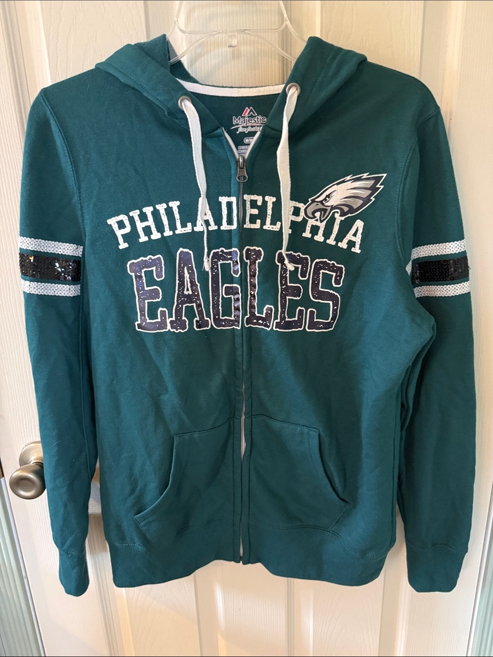 Majestic Teal Philadelphia Eagles Full-Zip Hoodie with Logo